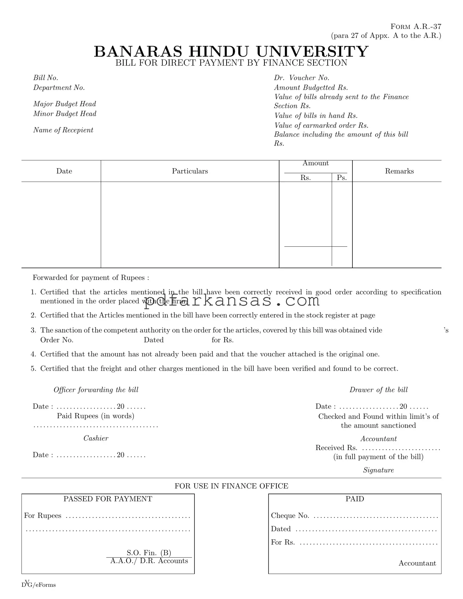 Fill in a Valid Ar 37 Bhu Form
