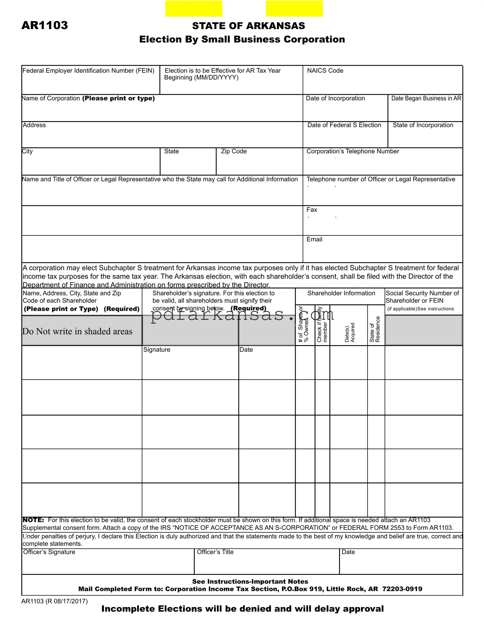 Fill in a Valid Ar1 103 Form