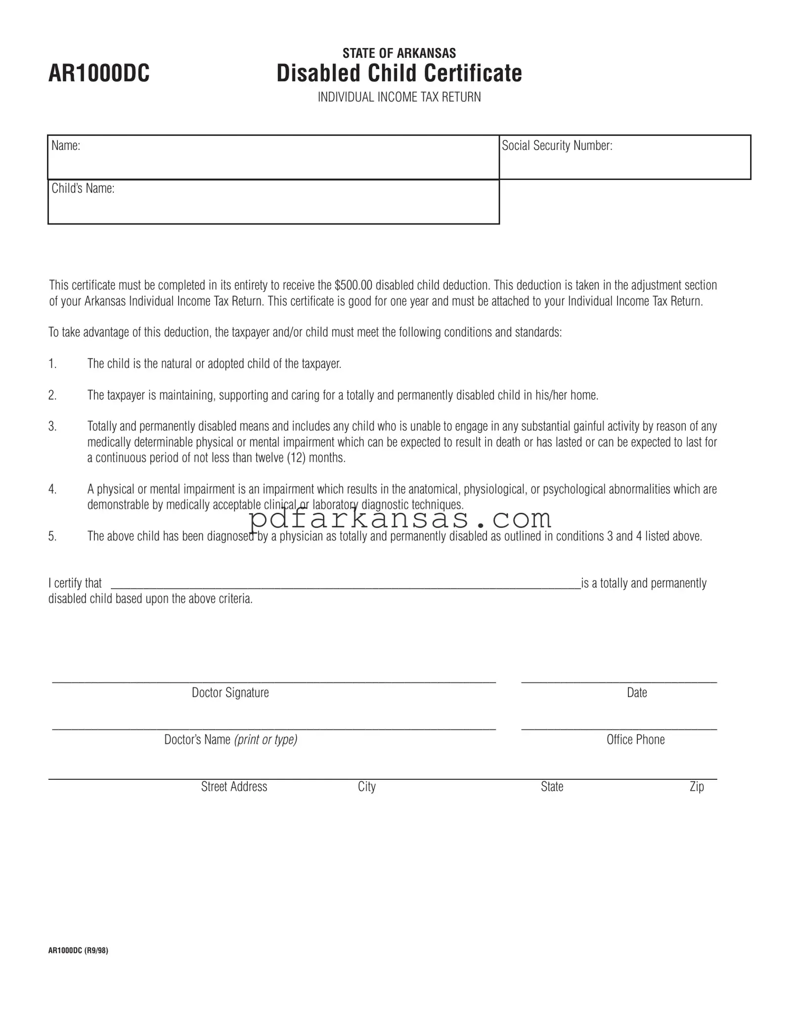 Fill in a Valid Ar1000Dc Form