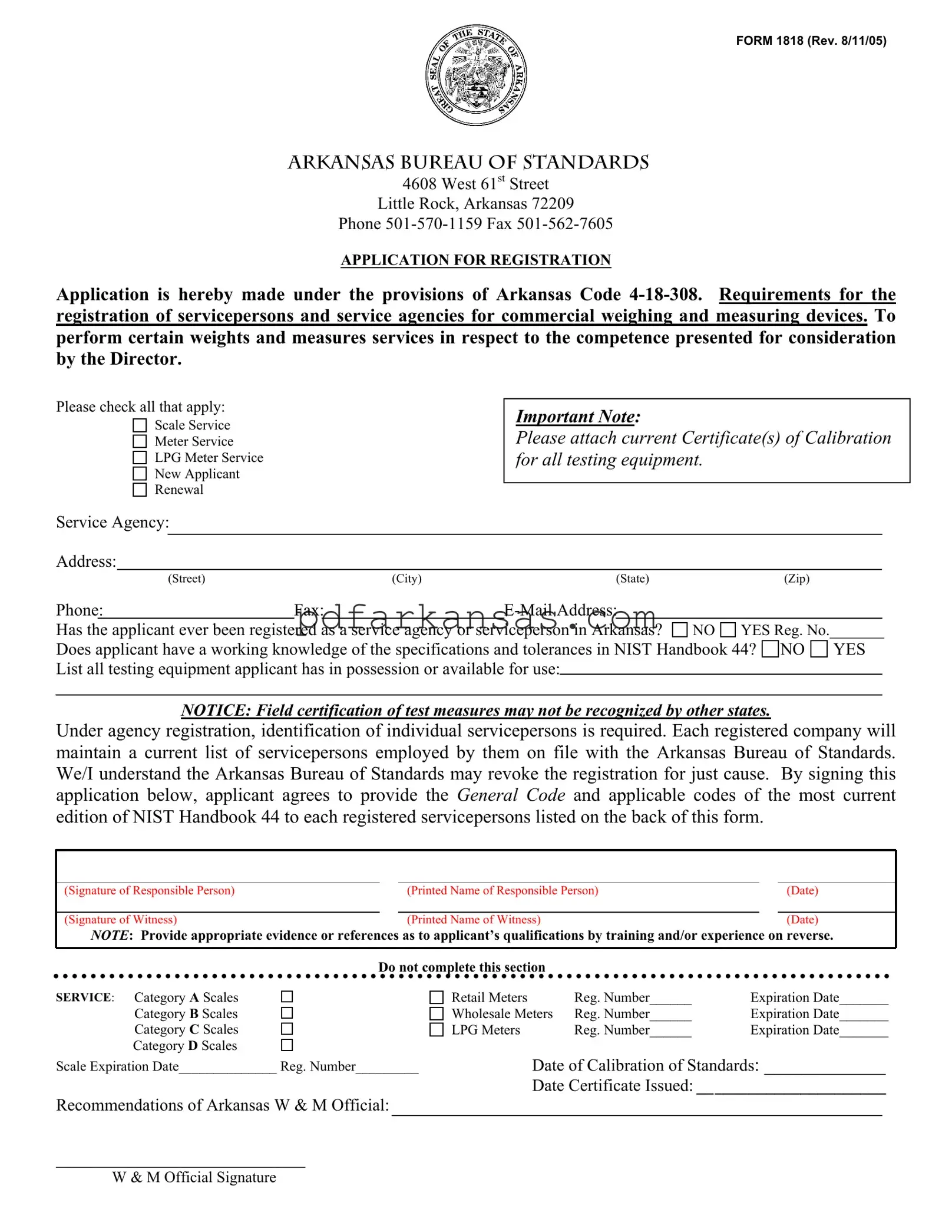 Fill in a Valid Arkansas 1818 Form
