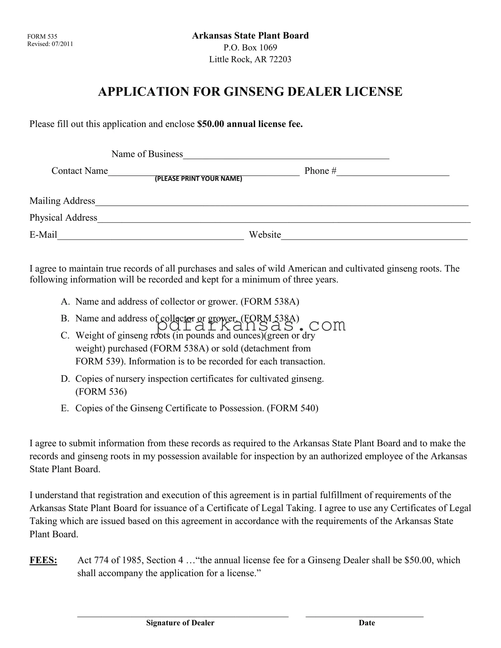 Fill in a Valid Arkansas 535 Form