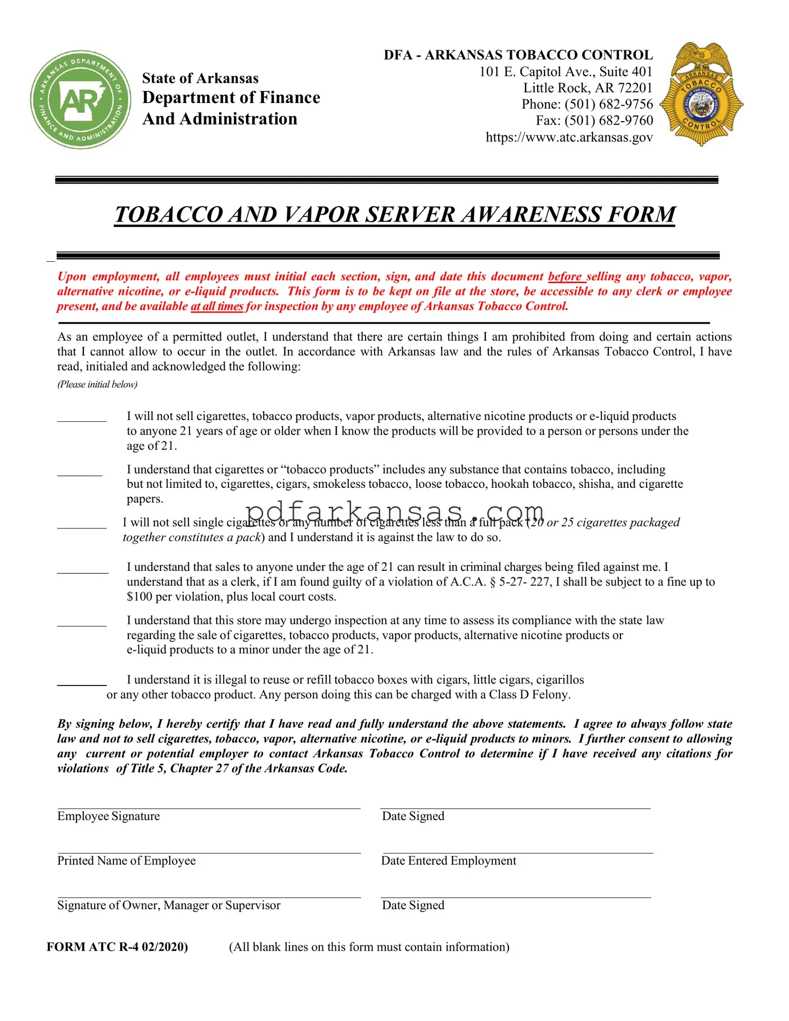 Fill in a Valid Arkansas Atc R4 Form