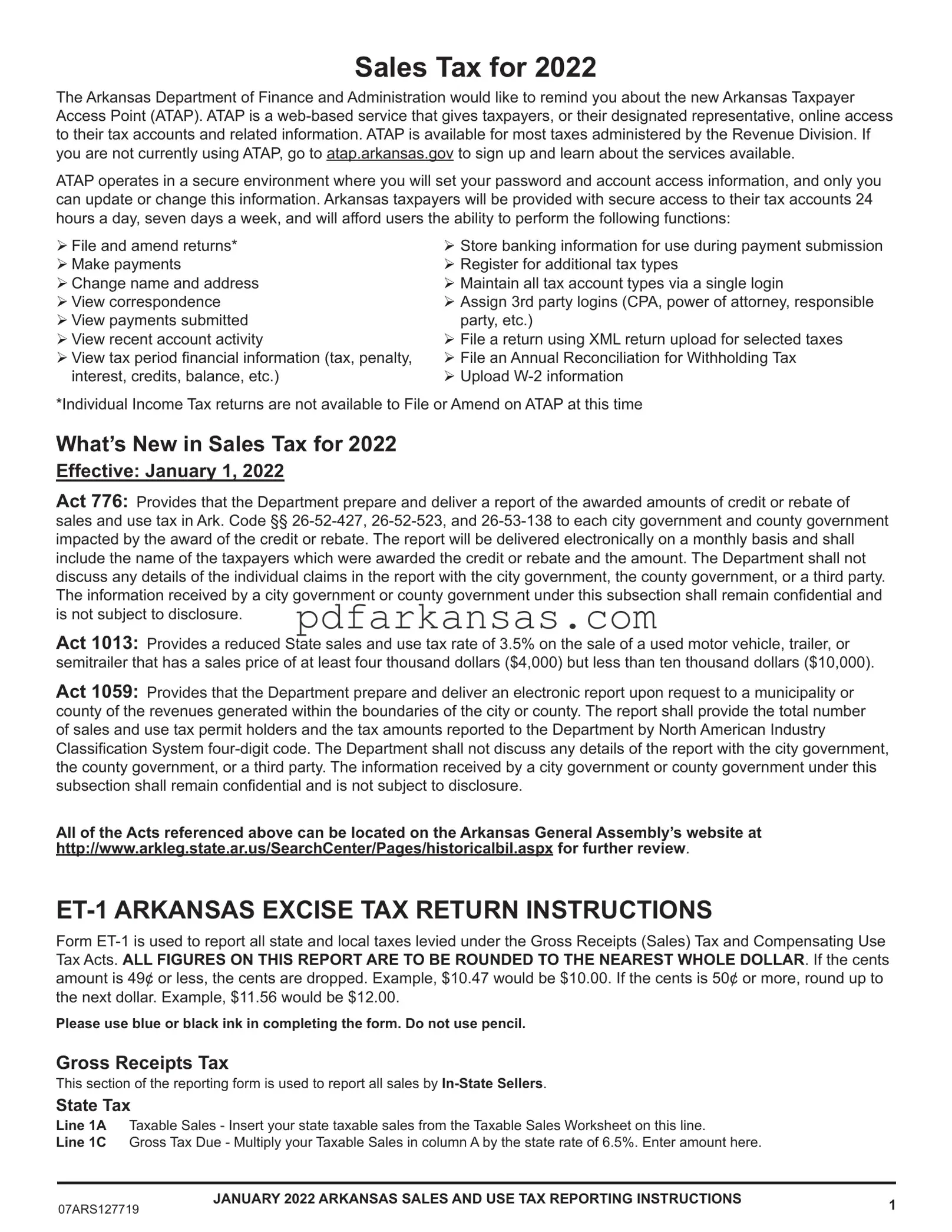 Fill in a Valid Arkansas Et 1 Form