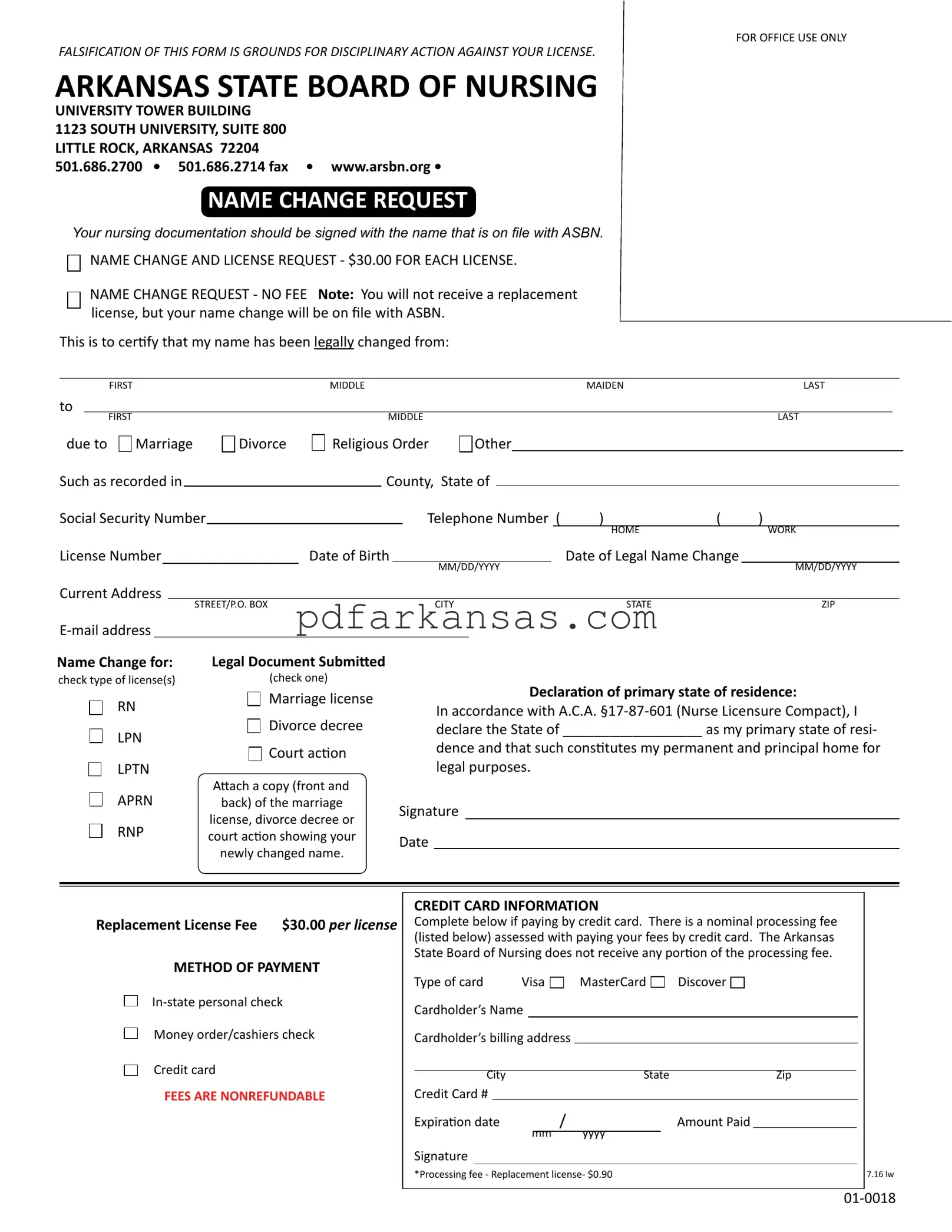 Fill in a Valid Arkansas Name Change Request Form