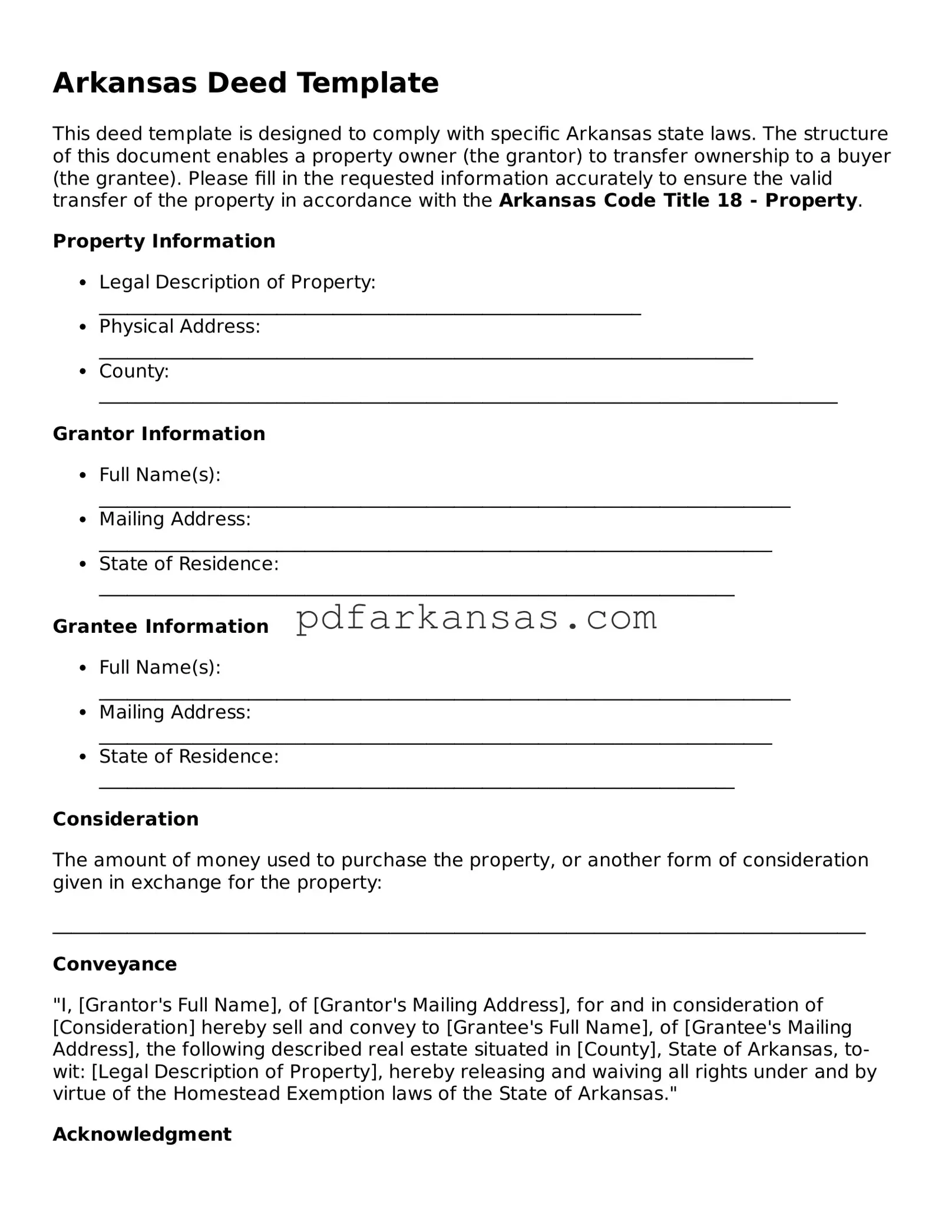 Attorney-Approved  Deed Form for Arkansas