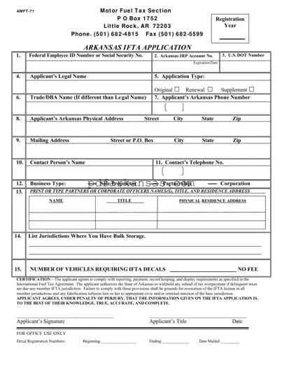 Fill in a Valid Amft 71 Arkansas Form