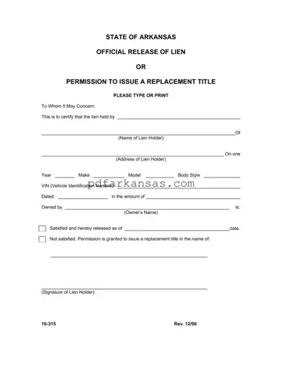 Fill in a Valid Arkansas 10 315 Form