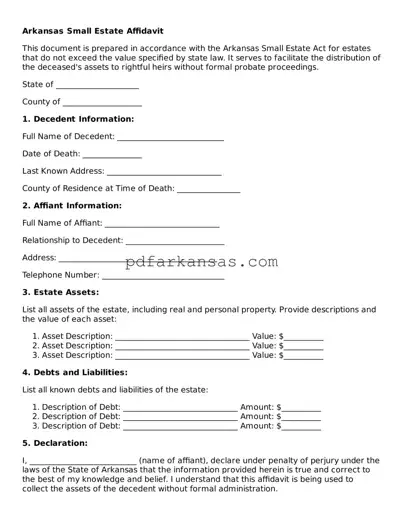 Attorney-Approved  Small Estate Affidavit Form for Arkansas