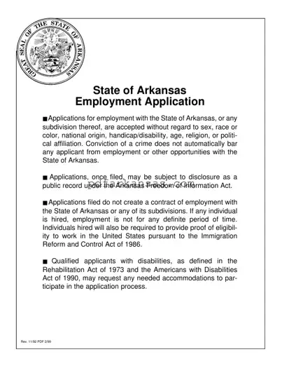 Fill in a Valid Arkansas Employment Application Form
