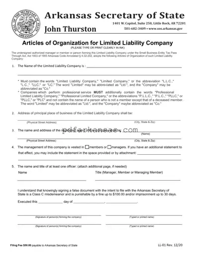 Fill in a Valid Arkansas Ll 01 Form