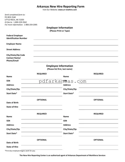 Fill in a Valid Arkansas New Hire Reporting Form