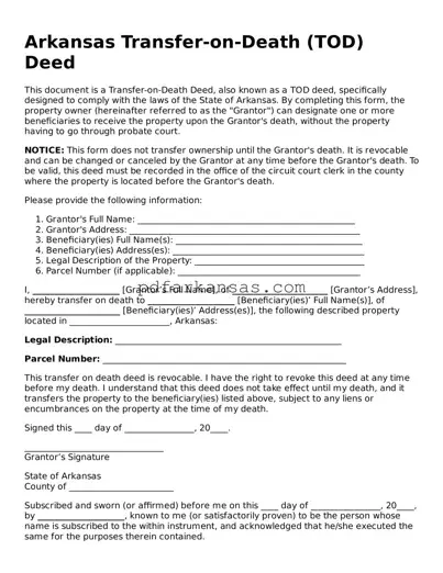 Attorney-Approved  Transfer-on-Death Deed Form for Arkansas
